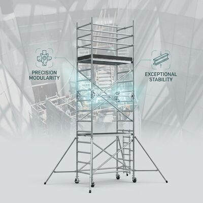 قیمت خوب پهنای دوگانه 1.35 متری برج داربست آلومینیومی 450 کیلوگرم پلت فرم سنگین صنعتی درجه ساختمان سیستم دسترسی CE آنلاین